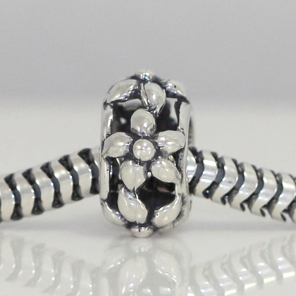 1pc Solid 925 Sterling Silver Cute Flower Bead, Compatible with Pandora All Other Charm Bracelet, EC543