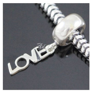Solid 925 Sterling Silver I Love You Bead Charm, Compatible with Pandora All Other Charm Bracelet