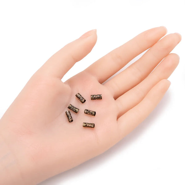 100pcs Large Hole Filigree Tube Beads, Antique Bronze Plated Brass, Tarnish Resistant, Size Selections: 8x3mm, 8x4mm