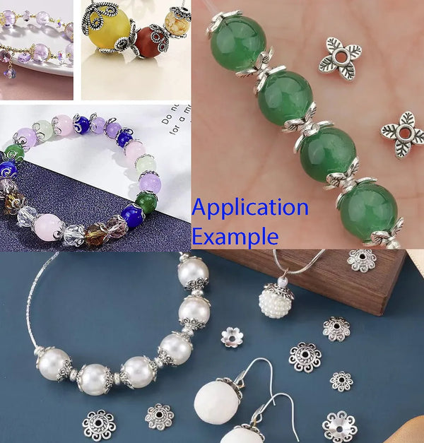 200pcs Filigree Flower Bead Caps, 9mm Bead End Caps, Antique Silver, MC-AB3