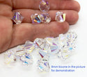 720pcs Preciosa Small Faceted Bicone Crystal Beads, Crystal AB, 4mm, Hole ID 0.9mm, Prw-402