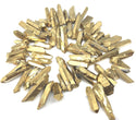 1 Strand Natural Raw Crystal Quartz Gemstone Beads, Small Drilled Stone Points, Gold Titanium Coated Stone Stick, 15 Inch, GA3