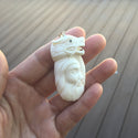 1pc Beautiful Brave Dragon King Hand Carved White Buffalo Bone Drop Pendant, Symbol of Strength Prosperity Pendant, with Sterling Silver Bail, 2 Inch, BP-61