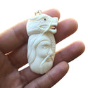 1pc Beautiful Brave Dragon King Hand Carved White Buffalo Bone Drop Pendant, Symbol of Strength Prosperity Pendant, with Sterling Silver Bail, 2 Inch, BP-61