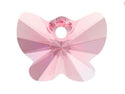 20pcs Creative Club Butterfly Crystal Glass Pendant Drop Beads, October Pink Birthstone, 10mm, Hole ID 1mm, CCM-3