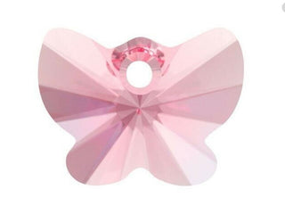20pcs Creative Club Butterfly Crystal Glass Pendant Drop Beads, October Pink Birthstone, 10mm, Hole ID 1mm, CCM-3