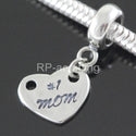 1pc Solid 925 Sterling Silver Best Mom Charm Heart Bead Charm, Compatible with Pandora All Other Charm Bracelet, EC343