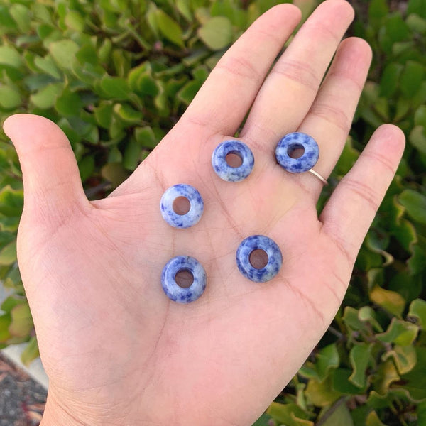 10pcs Natural Chinese Sodalite Gemstone Donut Rondelle Beads,14x8mm, Hole ID 5.6mm, GW-A10