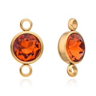 10pcs Grade A November Topaz Yellow Birthstone Links, 18K Yellow Gold Plated Stainless Steel, Tarnish Resistant, 10mm, CCP37-11