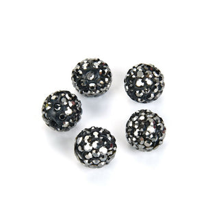 25pcs Adabele Grade A Suncatcher Crystal Rhinestone Pave Polymer Clay Beads, Jet Hematite Black, 12mm, Hole ID 1.8mm, DB12-31