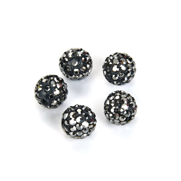 25pcs Adabele Grade A Suncatcher Crystal Rhinestone Pave Polymer Clay Beads, Jet Hematite Black, 12mm, Hole ID 1.8mm, DB12-31