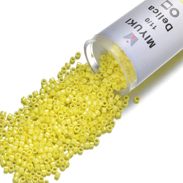 7.5g Miyuki Delica 11/0 Seed Beads, Opaque Rainbow Yellow DB160
