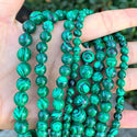 Synthetic Green Malachite Gemstone Round Beads, 1 Strand/15 Inch, Size Selections: 4mm/6mm/8mm/10mm