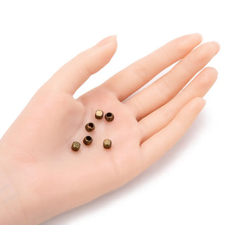 100pcs Large Hole Cube Beads, Antique Bronze Plated Brass, Tarnish Resistant, Size Selections: 3mm/4mm/5mm/6mm/8mm