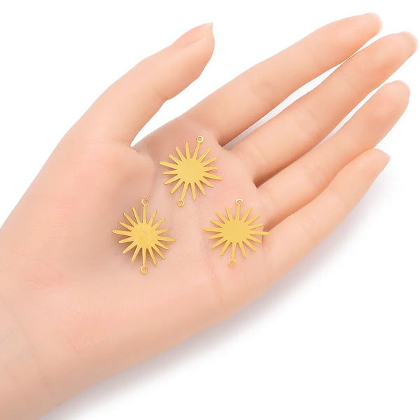 20pcs Raw Brass Sun Connector Link, 2-Hole, 26.5mm, Unplated/Uncoated, CX-C8