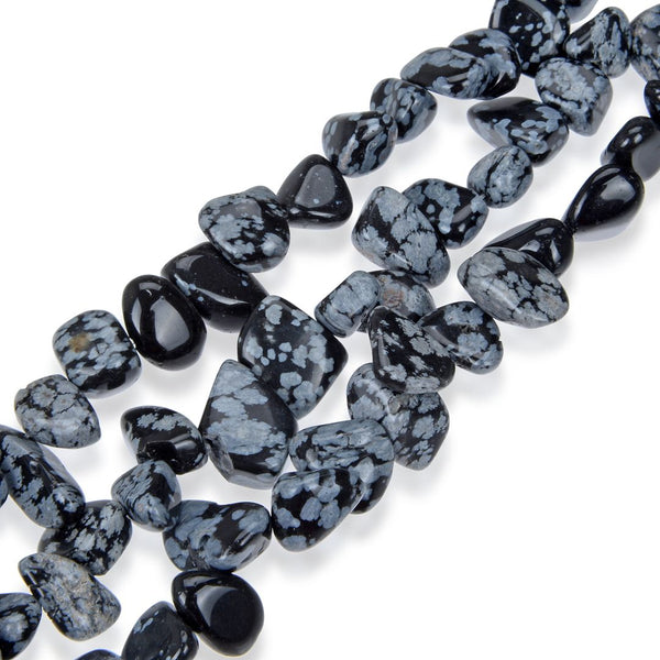 Natural Snowflake Obsidian Gemstone Petal Keishi Beads, Irregular, 10mm-20mm, Hole ID 1mm, 1 Strand/15 Inch, GZ6-35