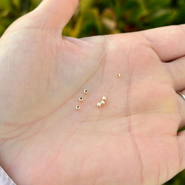 100pcs Real 1/20 14K Gold Filled Seamless Tiny Small Round Beads, 2mm, Hole ID 0.9mm, JK2-A2