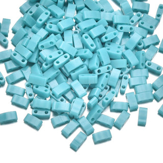10g Miyuki Half Tila Seed Beads 5x2.3mm, Opaque Mint Green (HTL-412)