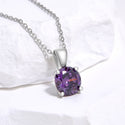 925 Sterling Silver February Birthstone Solitaire Necklace, 6mm/0.84 Carat Purple Amethyst Cubic Zirconia CZ, Length Selections: 16 inch/18 inch