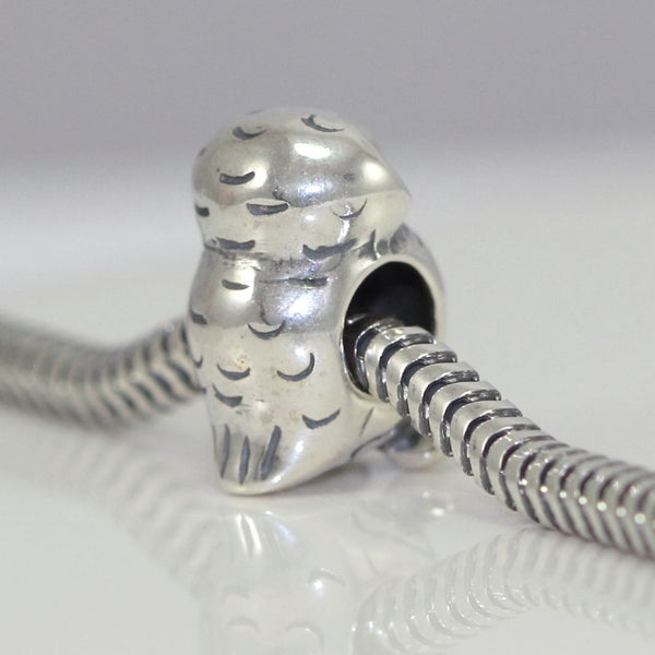 1pc Cute Real Solid Sterling Silver Owl Charm Bead, Compatible with Pandora All Other Charm Bracelets, EC27