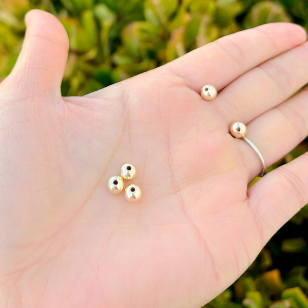 5pcs Real 1/20 14K Gold Filled Seamless Round Beads, Size Selections: 6mm/8mm