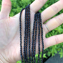 Natural Jet Black Jade Gemstone Faceted Round Beads, 3mm/Small Tiny, Hole ID 0.8mm, 2 Strands/26 Inch Total, GH3R-5