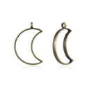 20pcs Open Back Waxing Moon Bezel Blanks, Pendant Base, Large Resin Mold, Tarnish Resistant Antique Bronze, 38x26mm, CF287-2