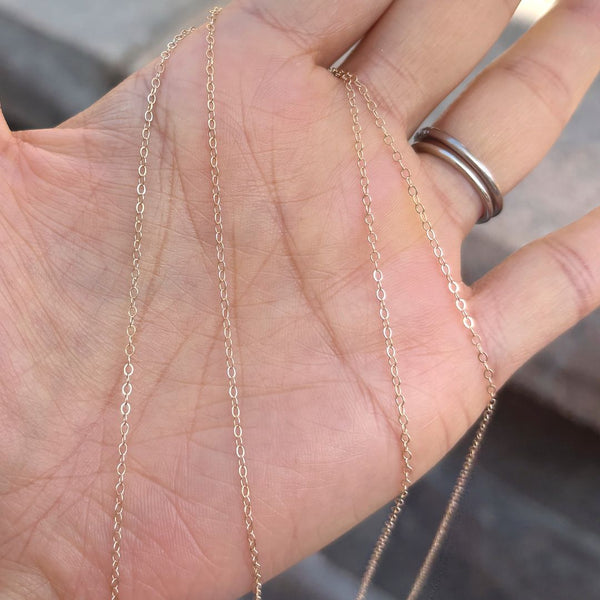 5 Feet 1/20 14K Gold Filled Unfinished Flat Cable Chain Link, 1.3mm Width/Thin Small, Non Tarnish, KG-R1