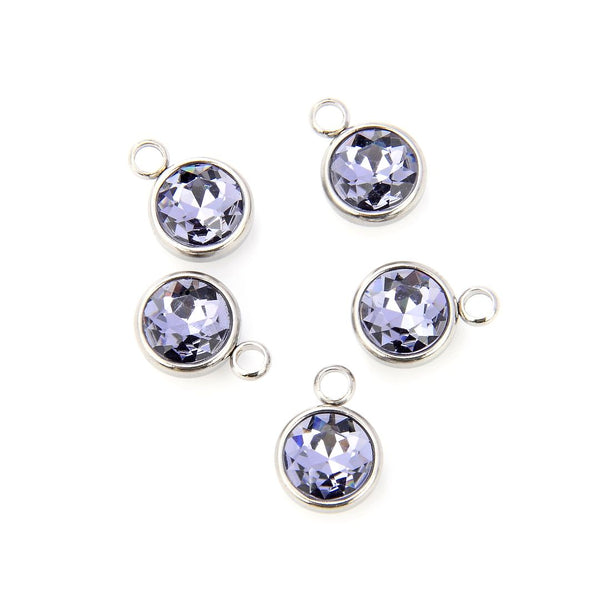 10pcs Grade A June Alexandrite Birthstone Charm Drops, Stainless Steel, Tarnish Resistant, 10mm, CCP30-6