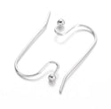 100pcs Ball End Fish Earring Hooks, Sterling Silver Plated Brass, 0.75mm/21 Gauge, 20mm Long CF206-S