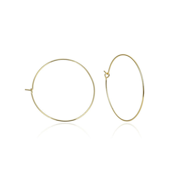 20pcs Tarnish Resistant Round Hoop Earring Findings, 18K Yellow Gold Plated Brass, 0.7mm/21 Gauge, Size Selections: 20/30/40/40/50mm