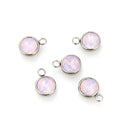 10pcs Grade A October Pink Opal Birthstone Charm Drops, Stainless Steel, Tarnish Resistant, 10mm, CCP30-10