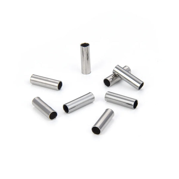 100pcs 304 Stainless Steel Round Tube Connectors – 15mm Length, 1.5mm Hole, Sleek Finish