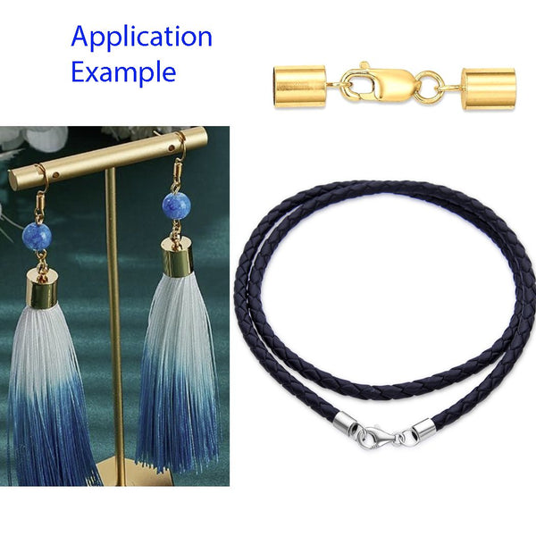 50pcs Tarnish Resistant Glue In Cord End Caps, 18K Yellow Gold Plated Brass, Hole ID Selections: 1mm/1.5mm/2mm/2.5mm/3mm
