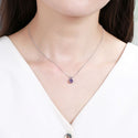 925 Sterling Silver February Birthstone Solitaire Necklace, 6mm/0.84 Carat Purple Amethyst Cubic Zirconia CZ, Length Selections: 16 inch/18 inch