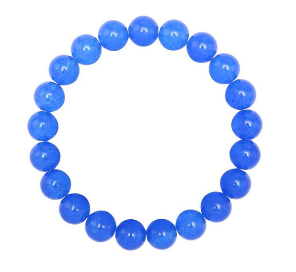 1 Strand Stretch Natural Blue Agate Beaded Gemstone Bracelet, 8mm Bead, Length Selections: 7 inch/7.5 inch/8 inch/8.5 inch