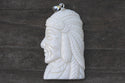 1pc Beautiful Indian Chief Hand Carved White Buffalo Bone Drop Pendant, Symbol of Strength Prosperity Pendant, with Sterling Silver Bail, 1.57 Inch, BP-63
