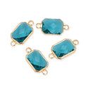 10pcs Grade A December Blue Zircon Birthstone Rectangle Radiant Cut Links, 18K Yellow Gold Plated Brass, 14mm, CCP12-G12