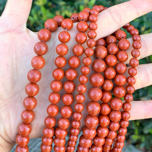 Natural Grade A Red Jasper Gemstone Round Beads, 1 Strand/15 Inch, Size Selections: 4mm/6mm/8mm/10mm