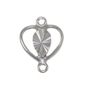 4pcs 925 Sterling Silver Diamond Cut Heart Pattern Earring Jewelry Connectors, Tarnish Resistant Rhodium Plated,13x4mm, SS35