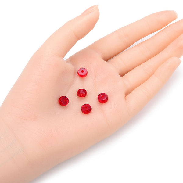 25pcs Adabele Austrian Faceted Heishi Rondelle Crystal Beads, Siam Red, 8x4mm, Hole ID 1mm, SSV-805 - image 2