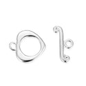 10 Sets Heart Toggle Clasp, T-Bar Closure, Sterling Silver Plated Brass, 16mm, CF22