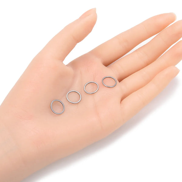 20pcs 304 Surgical Stainless Steel Round Hoop Link Findings – Open Back Bezel Connectors (12mm/16mm/20mm)