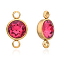 10pcs Grade A July Ruby Birthstone Links, 18K Yellow Gold Plated Stainless Steel, Tarnish Resistant, 10mm, CCP37-7