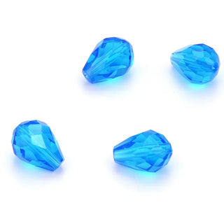 24pcs Adabele Austrian Faceted Teardrop Crystal Beads #5500, Capri Blue, 8mm x 6mm, Hole ID 1mm, SST-825
