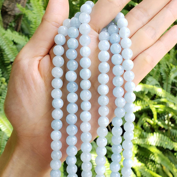 Natural Aquamarine Blue Quartz Gemstone Round Beads, 1 Strand/15 Inch, Size Selections: 4mm/6mm/8mm/10mm