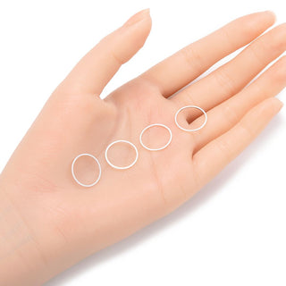 100pcs Round Circle Beading Hoops, Open Back Bezel Frame, Sterling Silver Plated Brass, Size Selections: 12mm/16mm/20mm