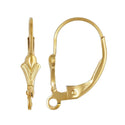 2pcs Real 1/20 14K Gold Filled Strong Fleur De Lis Leverback Earring Hooks Open Ring, 16x10mm, JK1-V