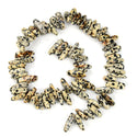 Natural Dalmatian Jasper Gemstone Stick Point Beads, Irregular, 7mm-23mm Long, Hole ID 1mm 1 Strand/15 Inch, GZ5-20