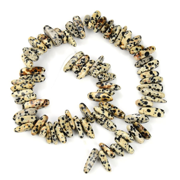 Natural Dalmatian Jasper Gemstone Stick Point Beads, Irregular, 7mm-23mm Long, Hole ID 1mm 1 Strand/15 Inch, GZ5-20